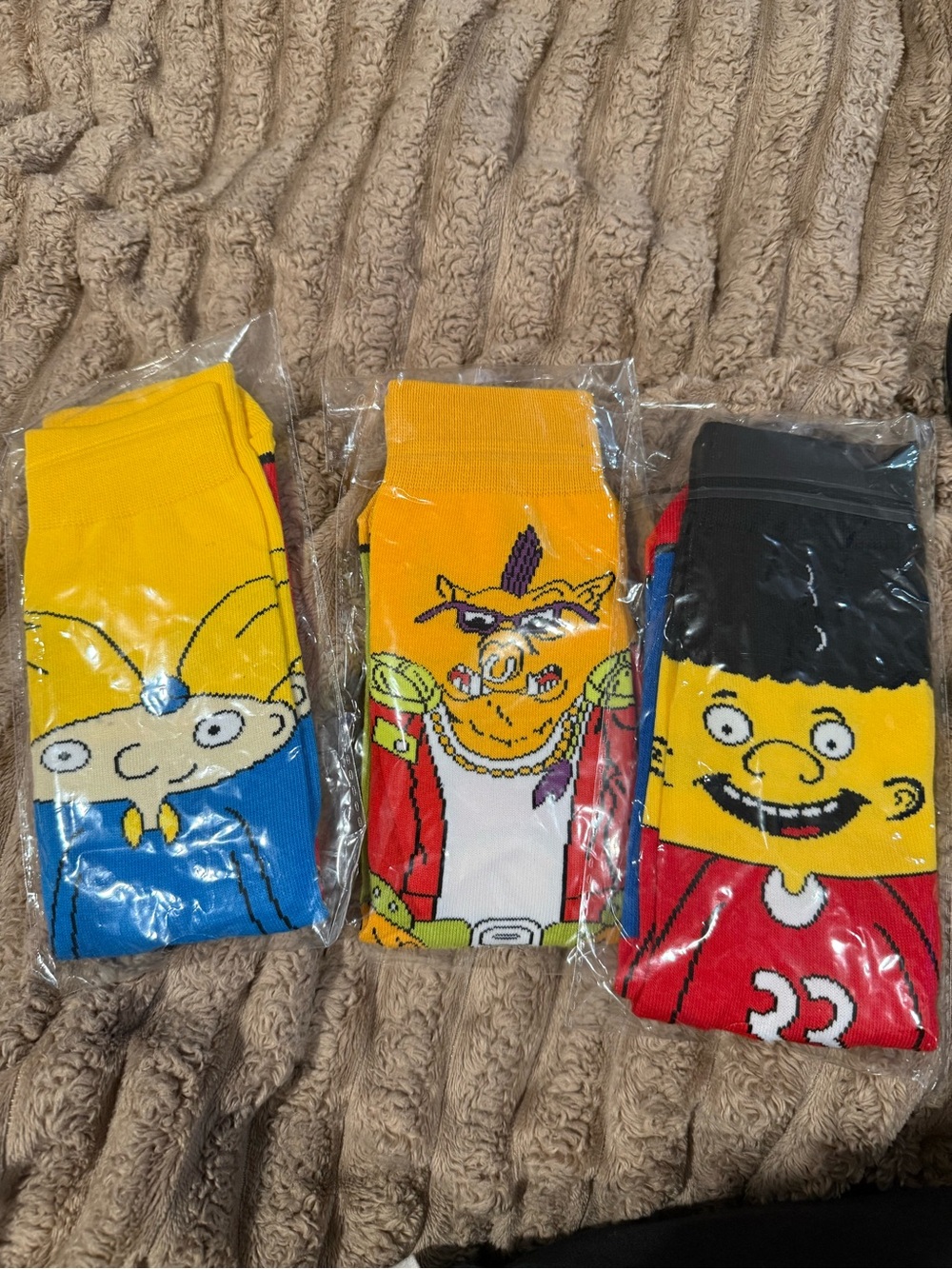 Nickelodeon Hey Arnold Cartoon Character Crew Socks.Yellow Orange Black $5/pair